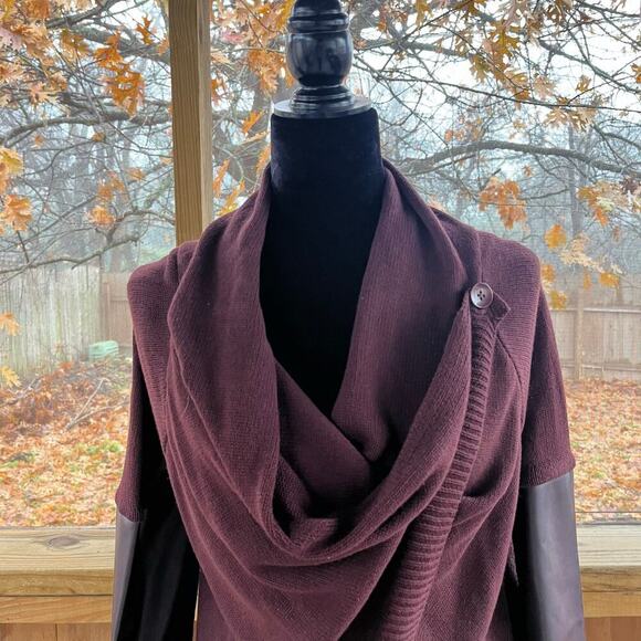 Blank NYC Women's Burgundy Drape Front Wrap Midi Sweater Size S. NEW - Picture 4 of 10